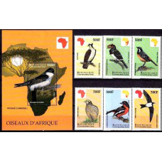 1999 Centralafrica Mi.2165-2170+2190/B621 Birds of Africa 18.50 ?