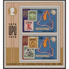 1974 Aitutaki Mi.118-119/B2 UPU, Birds on stamp, = 1903 Overprint 3,50 €