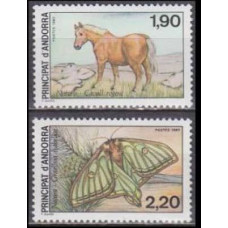 1987 Andorra fr Mi.382-83 Horses / Butterflies 3,50