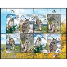 2008 Belarus Mi# 750-753 (KB) Fauna Birds Owls