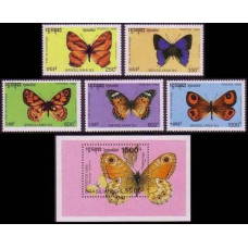 1993 Cambodge Mi.1354-1358+1359/B197 Butterflies 19,00 €