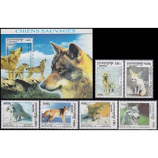 2001 Cambodge(Kampuchea) Mi.2247-2252+2253/B290 Dogs 12,50 €