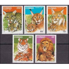 1992 Congo (Brazzaville) Mi.1326-1330 Cats 5,50 €