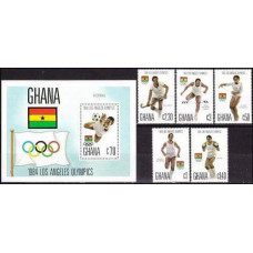 1984 Ghana Michel 1048-1052+1053/B109 1984 Olympiad Los Angeles 14.00 €