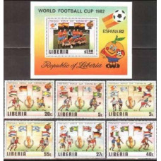 1981 Liberia Mi.1187-1192+1193/B96 1982 World championship on football of Spain 8,60 €