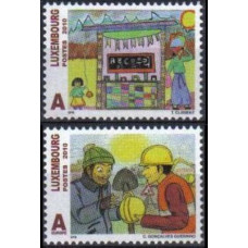 2010 Luxembourg Mi.1887-1888 Fight against poverty. Childrens drawings 2.40 €
