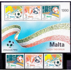 1990 Malta Mi.843-845+B11 1990 World championship on football of Italien 5,00 €