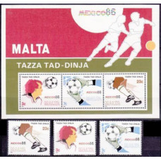 1986 Malta Mi.748-750+B9 1986 World championship on football of Mexico 12,00 €