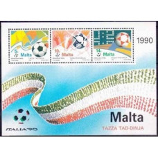 1990 Malta Mi.843-845/B11 1990 World championship on football of Italy 2,50 €
