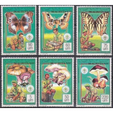 1991 Mauritania Mi.987-992 Butterflies / Mushrooms / Scaut 24.00 €