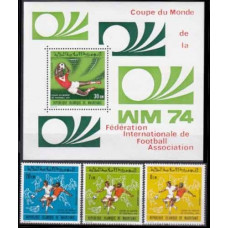 1973 Mauritania Mi.470-72+473/B12 1974 World championship on football of Munchen 6,60 €