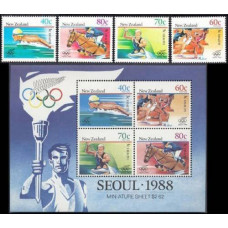 1988 New Zealand Mi.1033-1036+B16 1988 Olympiad Seoul 9,90 €