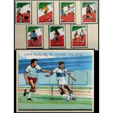 1989 Nicaragua Michel 2934-40+2941/B183 1990 World championship on football of Italien 11.50 €