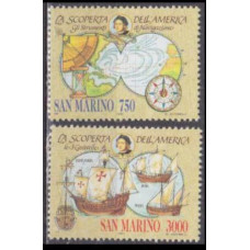 1991 San Marino Mi.1472-1473 500 years of the discovery of America 5,00