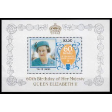1986 St Lucia Mi.838/B47 60th Birthday Elizabeth II 6,50 €