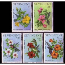 1976 St Vincent Mi.441-445 Hummingbirds and Hibiscuses 17,00 €