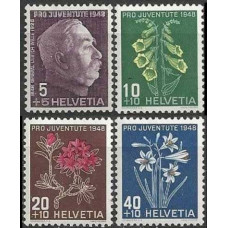 1948 Switzerland(Helvetia) Mi.514-17 Flowers 6,00 €