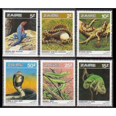 1987 Zaire(Congo (Kinshasa) Mi.939-944 Reptiles 6,00 €