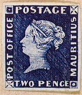 Голубой Маврикий почтовая марка